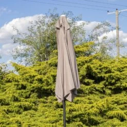 Woodside Large 2.7m Garden Parasol Umbrella With Winding Crank & Tilt Coffee -Garden Mirth Sales Store 0ZBCBCMQQVH