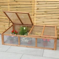 Woodside Outdoor Wooden Plant/Flower/Vegetable Cold Frame Growhouse, Large 150cm