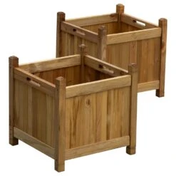 Woodside Stanfield Square Wooden Planter, Pack Of 2 -Garden Mirth Sales Store 1Y11KVDT34O