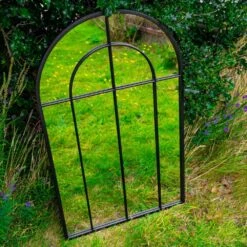 Woodside Oaken XL Decorative Arched Outdoor Garden Mirror, W: 65cm X H: 108cm -Garden Mirth Sales Store 2BSJ3GPJHUP