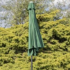 Woodside Large 2.7m Garden Parasol Umbrella With Winding Crank & Tilt Green -Garden Mirth Sales Store 3OZYS4QNIP3