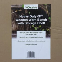 Woodside 1.8M Wooden Work Bench -Garden Mirth Sales Store 3R5P5BOC1TK
