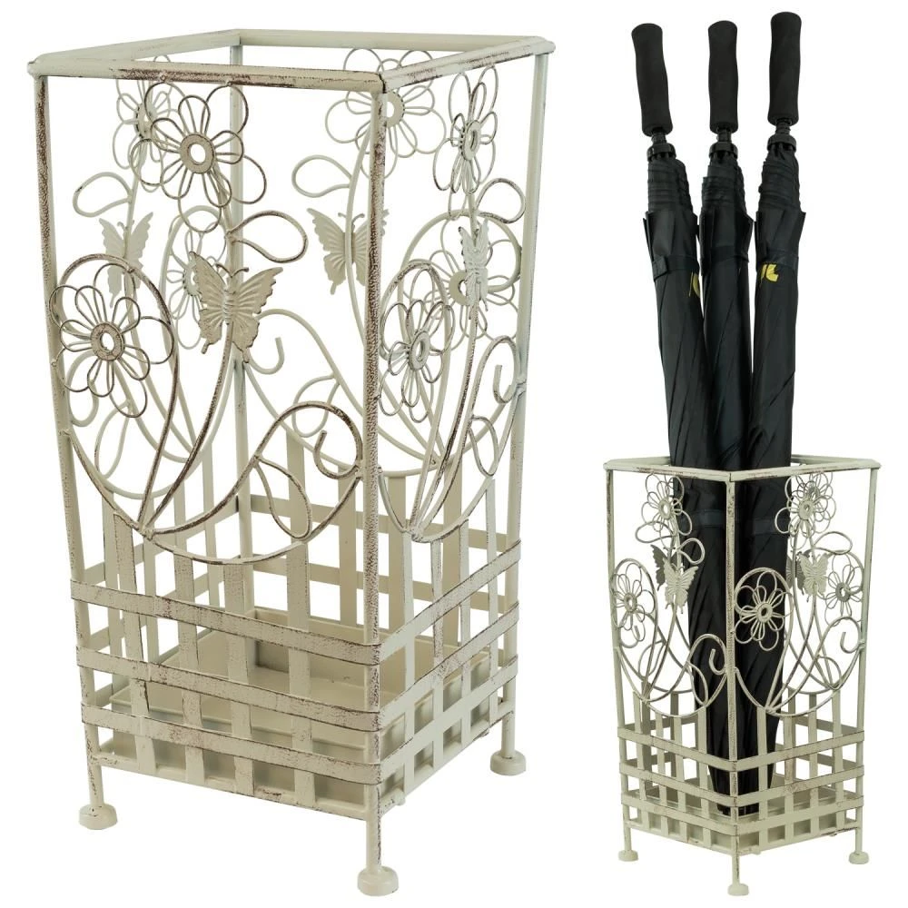 Maribelle White Traditional Floral Design Umbrella And Walking Stick Stand 3 Maribelle White Traditional Floral Design Umbrella And Walking Stick Stand