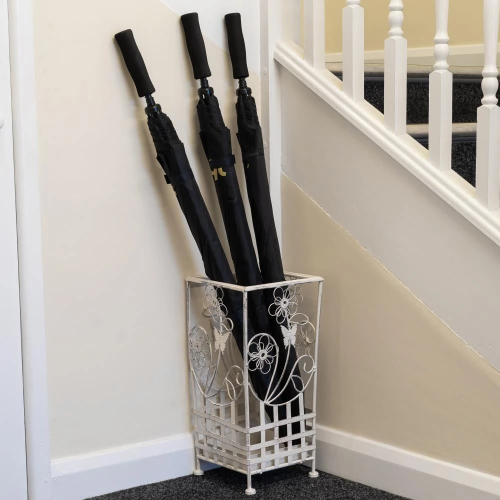 Maribelle White Traditional Floral Design Umbrella And Walking Stick Stand 4 Maribelle White Traditional Floral Design Umbrella And Walking Stick Stand - Image 2