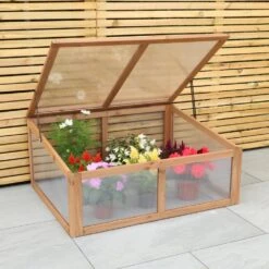 Woodside Outdoor Wooden Plant/Flower/Vegetable Cold Frame Growhouse, Medium 100cm