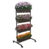 Woodside Dereham 4 Tier Wheeled Metal Garden Planter Flower Display Stand -Garden Mirth Sales Store BPLQJCZHSRI