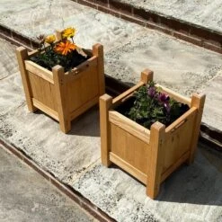 Woodside Aldeby Wooden Garden Planter/Flower Pot Container Box, Pack Of 2