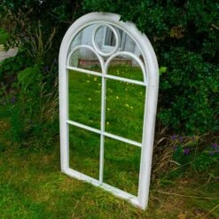 Woodside Oxshott XL Decorative Arched Outdoor Garden Mirror, W: 60cm X H: 100cm -Garden Mirth Sales Store DCEYGNG2NLD