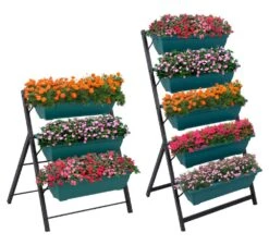 Woodside Drayton 3/5 Tier Metal Garden Planter Stand, Outdoor Plant Herb Display Shelves