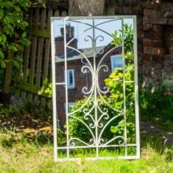 Woodside Alston Large Decorative Rectangle Outdoor Garden Mirror -Garden Mirth Sales Store G0P0IELEJRJ