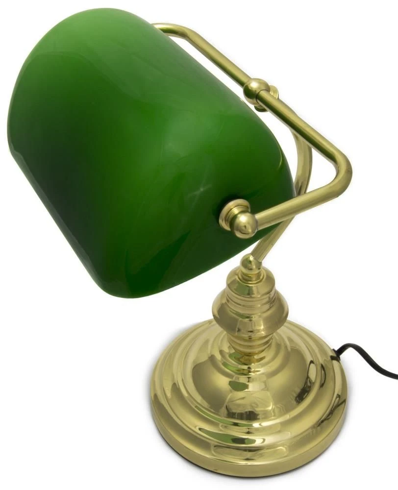 Bankers Desk Lamp Polished Brass And Green Glass With Swivel Head 60W Hausen 4 Bankers Desk Lamp Polished Brass And Green Glass With Swivel Head 60W Hausen - Image 2