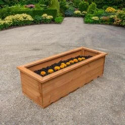 Woodside Reedham Stained Wooden Garden Trough Planter/Flower Trough Box, 95 Litres -Garden Mirth Sales Store GD5QVQP52WW
