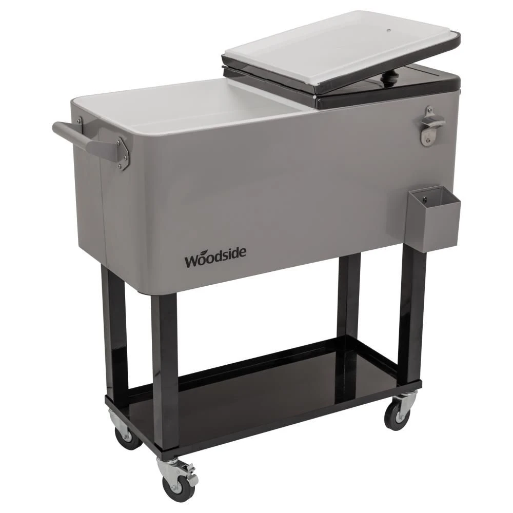 Woodside 76L Rolling House Party/BBQ Drinks Cooler, Cool Box Ice Bucket Cart 4 Woodside 76L Rolling House Party/BBQ Drinks Cooler, Cool Box Ice Bucket Cart - Image 2