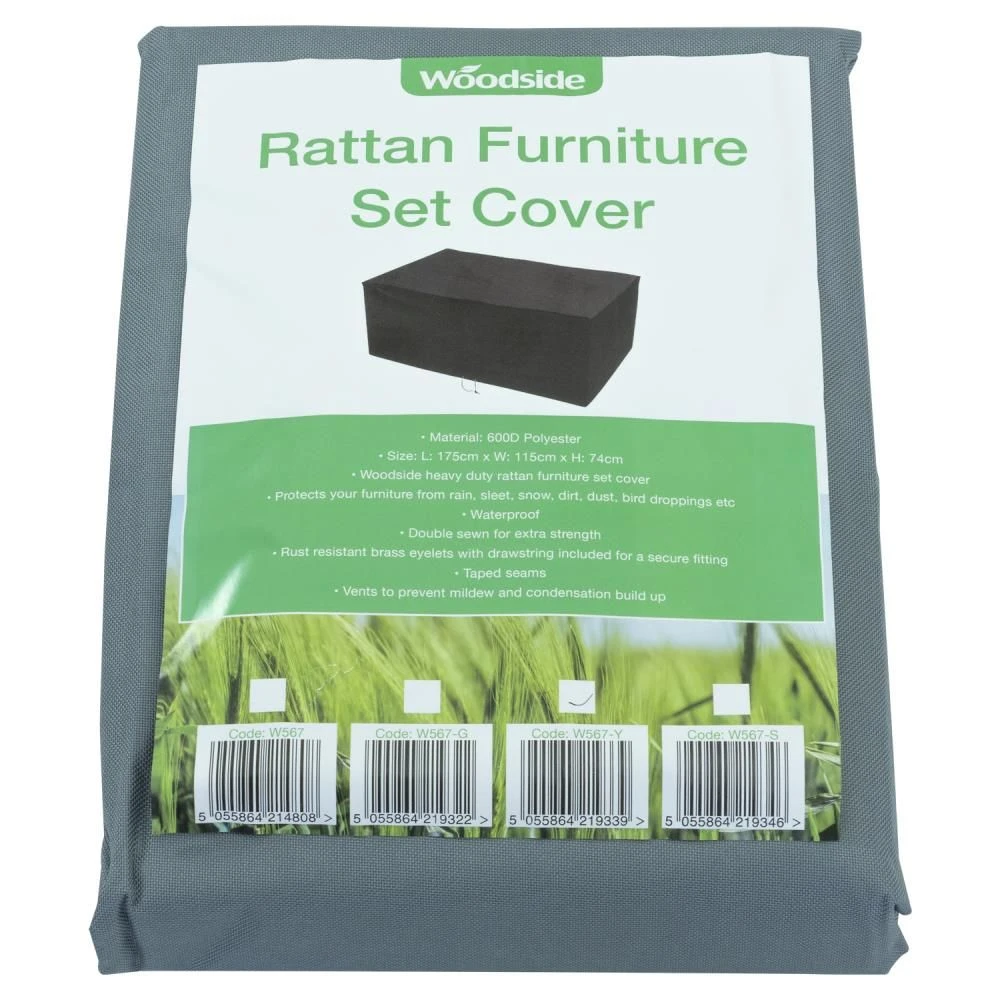 Woodside Heavy Duty Waterproof Garden Rattan Cube Set Cover GREY 115x175x74cm 4 Woodside Heavy Duty Waterproof Garden Rattan Cube Set Cover GREY 115x175x74cm - Image 2