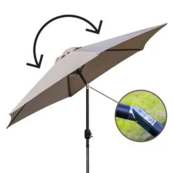 Woodside Large 2.7m Garden Parasol Umbrella With Winding Crank & Tilt Coffee -Garden Mirth Sales Store GWOGW12QFXC
