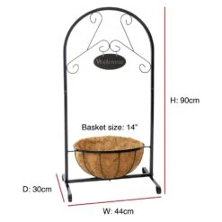 Woodside Hanging Coconut Flower Basket Planter Stand With Garden Welcome Sign 11 Woodside Hanging Coconut Flower Basket Planter Stand With Garden Welcome Sign -Garden Mirth Sales Store GYPDNQCOV14