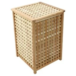 Woodside Large 80L Walnut Wood Lattice Laundry Basket/Bin Storage Box -Garden Mirth Sales Store HXZUDDNK2YL