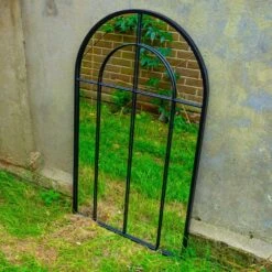 Woodside Oaken XL Decorative Arched Outdoor Garden Mirror, W: 65cm X H: 108cm -Garden Mirth Sales Store IZATR2TZSEL