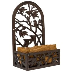 Woodside Cast Iron Wall Mounted Planter With Coco Liner - Design D -Garden Mirth Sales Store IZQSKUZEKRP