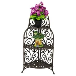 Woodside 3 Tier Cast Iron Indoor/Outdoor Heavy Duty Garden Plant & Flower Stand -Garden Mirth Sales Store J5GO131G5CG