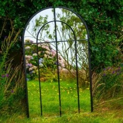 Woodside Oaken XL Decorative Arched Outdoor Garden Mirror, W: 65cm X H: 108cm -Garden Mirth Sales Store JWHF0E1DP2R