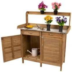 Woodside Fritton Potting/Planting Bench With Cabinet, DIY Workstation Table -Garden Mirth Sales Store JZXTLOOAQS2