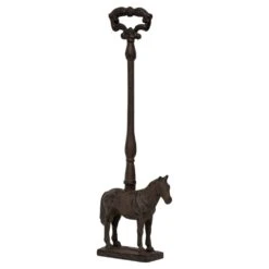 Woodside Heavy Duty Cast Iron Decorative Horse Shaped Door Stop With Handle, Doorstopper/Jammer