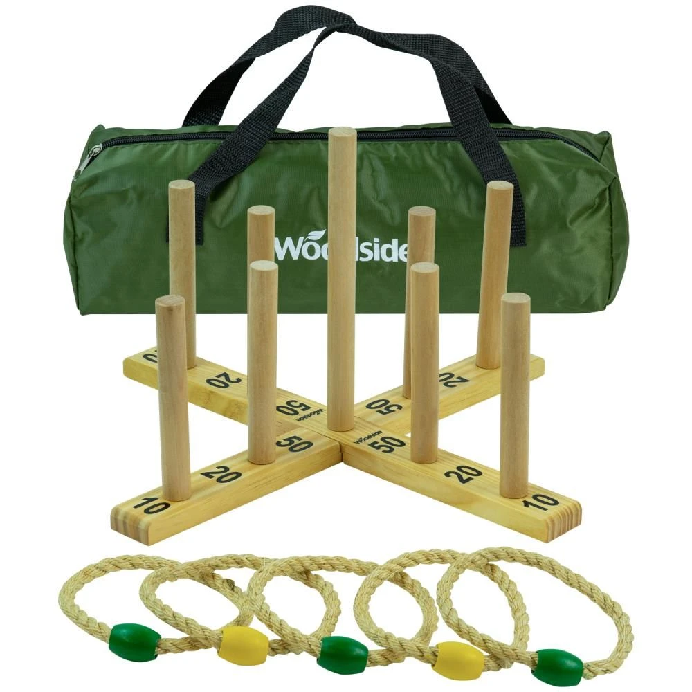 Woodside Garden Quoits Ring Toss Game, Outdoor Family Lawn Fun, 5 Rope 9 Pin 3 Woodside Garden Quoits Ring Toss Game, Outdoor Family Lawn Fun, 5 Rope 9 Pin