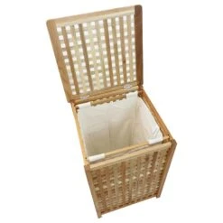Woodside Large 80L Walnut Wood Lattice Laundry Basket/Bin Storage Box -Garden Mirth Sales Store LFOCE5VF4GQ