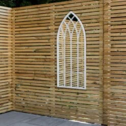 Woodside Rathen XL Decorative Arched Outdoor Garden Mirror, H: 115cm X W: 50cm -Garden Mirth Sales Store MMB3KENBIJV