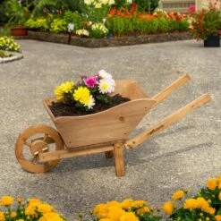 Woodside Wooden Ornamental Garden Plant/Flower Wheel Barrow Planter -Garden Mirth Sales Store NQQBNODCYZS
