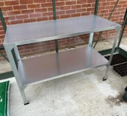 Woodside 2 Tier Galvanised Steel Greenhouse Potting/Work Bench, Planting Shelves -Garden Mirth Sales Store OTVSUSNYFFS