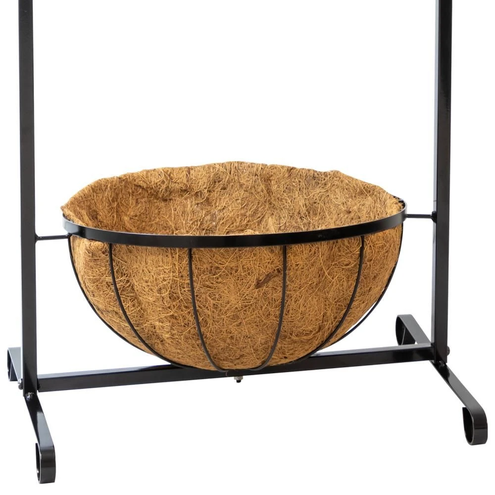 Woodside Hanging Coconut Flower Basket Planter Stand With Garden Welcome Sign 5 Woodside Hanging Coconut Flower Basket Planter Stand With Garden Welcome Sign - Image 3