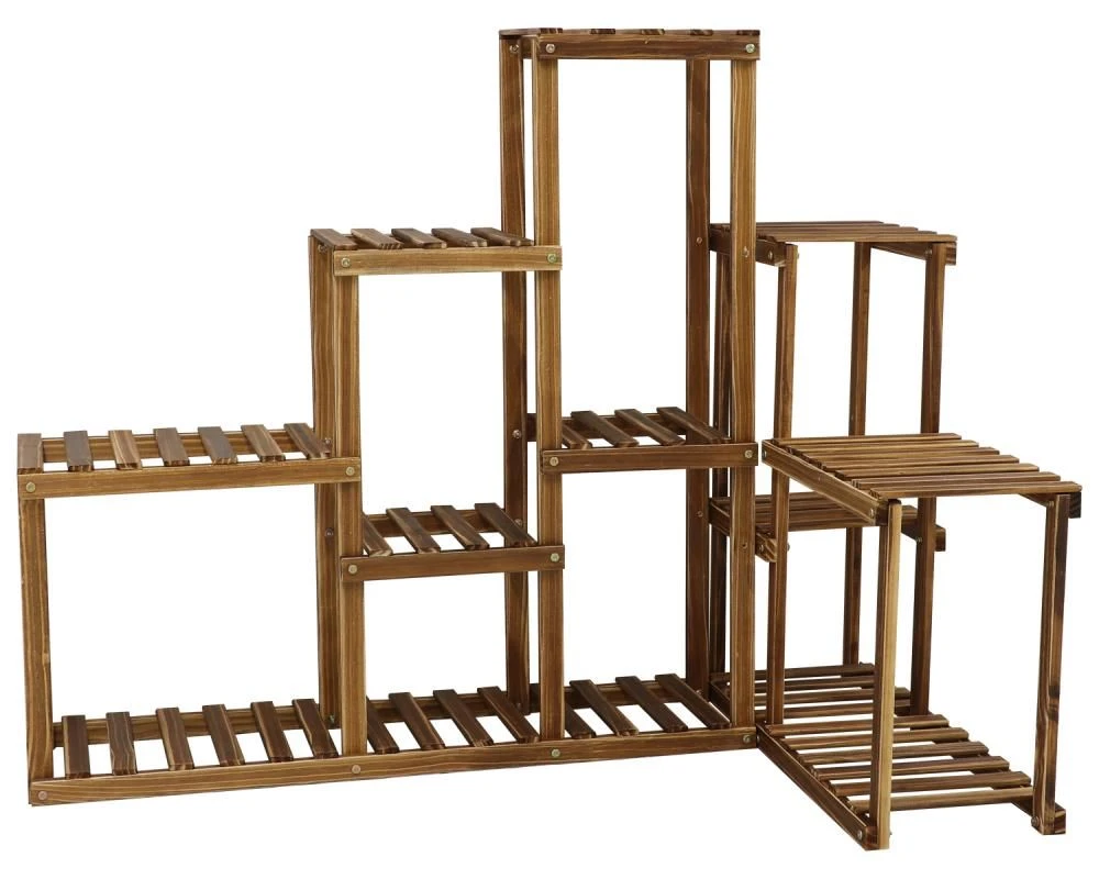 Woodside Bradwell Carbonized 5 Tier Corner Wooden Plant Display Stand Flower Rack 5 Woodside Bradwell Carbonized 5 Tier Corner Wooden Plant Display Stand Flower Rack - Image 3