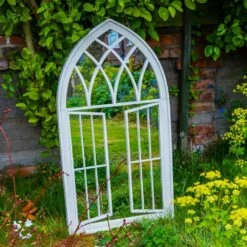 Woodside Truro XL Decorative Arched Outdoor Garden Mirror, W: 64cm X H: 117.5cm -Garden Mirth Sales Store PJNUJUZQHPA