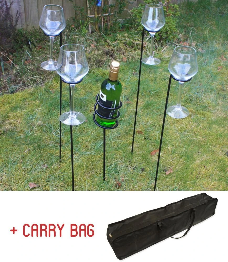 Woodside Outdoor Picnic Barbecue Wine Bottle & Glass Holder Set With Carry Bag 3 Woodside Outdoor Picnic Barbecue Wine Bottle & Glass Holder Set With Carry Bag