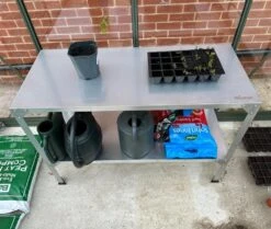 Woodside 2 Tier Galvanised Steel Greenhouse Potting/Work Bench, Planting Shelves -Garden Mirth Sales Store QEXOQHWNT0P