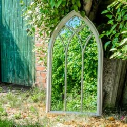 Woodside Holtby XL Decorative Arched Outdoor Garden Mirror -Garden Mirth Sales Store QGU33WSAWVQ