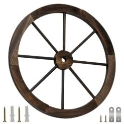 Woodside Decorative Rustic/Vintage Garden Wooden Wagon Wheel Ornament -Garden Mirth Sales Store QI32VJNRNCV