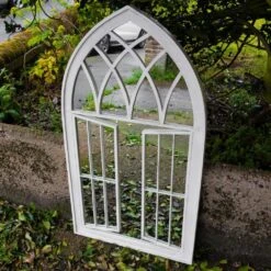 Woodside Truro XL Decorative Arched Outdoor Garden Mirror, W: 64cm X H: 117.5cm -Garden Mirth Sales Store QKZRCWIXH2B