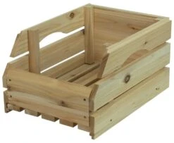 Woodside Wooden Storage Boxes/Stackable Crates With Handles For Fruit/Veg, Pack Of 3 -Garden Mirth Sales Store RWAQSDYZOCR