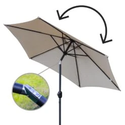 Woodside Large 2.7m Garden Parasol Umbrella With Winding Crank & Tilt Sand -Garden Mirth Sales Store SRGTOHHNRC3