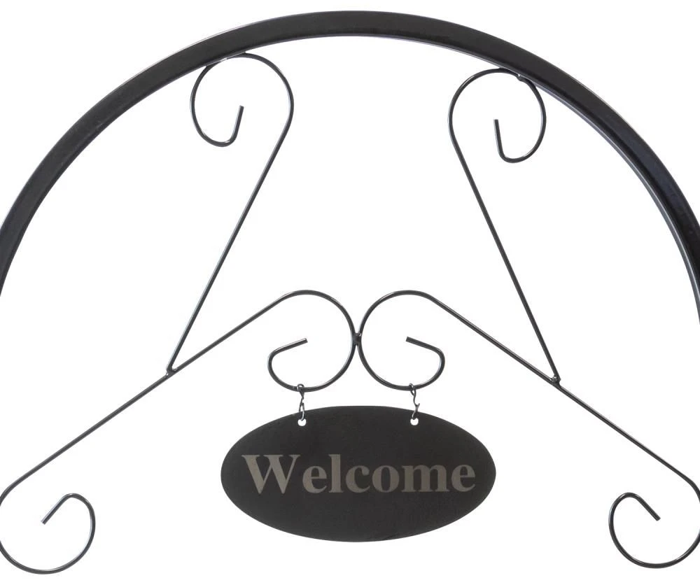 Woodside Hanging Coconut Flower Basket Planter Stand With Garden Welcome Sign 4 Woodside Hanging Coconut Flower Basket Planter Stand With Garden Welcome Sign - Image 2