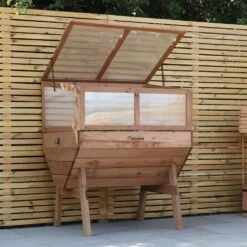 Woodside Raised Wooden Garden Planter + Cold Frame/Growhouse Plant & Veg Box, Medium 100cm
