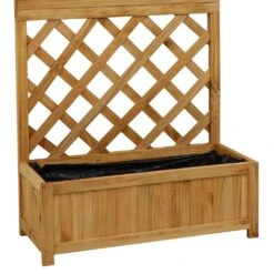 Woodside Aldburgh Wooden Garden Trough Planter/Flower Container Box With Trellis -Garden Mirth Sales Store US5EX1F3JKV