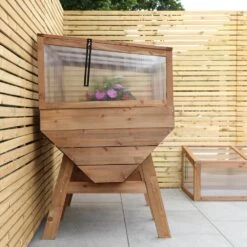 Woodside Raised Wooden Garden Planter + Cold Frame/Growhouse Plant & Veg Box, Large 150cm -Garden Mirth Sales Store V23VX0EKRLQ