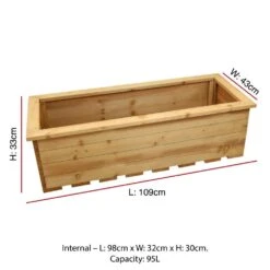 Woodside Reedham Stained Wooden Garden Trough Planter/Flower Trough Box, 95 Litres -Garden Mirth Sales Store VNFB2MLMXF2