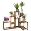 Woodside Bradwell Carbonized 5 Tier Corner Wooden Plant Display Stand Flower Rack -Garden Mirth Sales Store WJYRP0UTVK5
