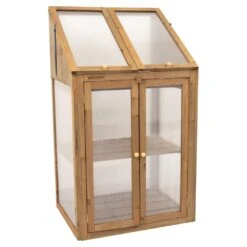 Woodside Transparent Wooden Cold Frame Growhouse/Polycarbonate Greenhouse -Garden Mirth Sales Store WPZNLU3JBQF