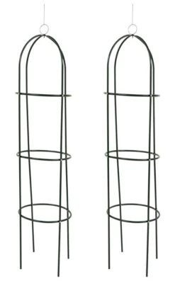 Woodside Irstead Metal Garden Obelisk, Steel Climbing Plant Support Cage, Pack Of 2